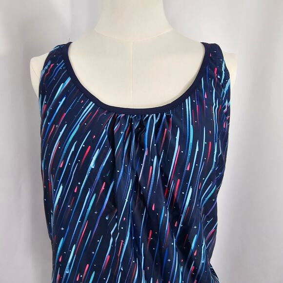 Yonique Women's Blue Blouson Tankini Set Side Shirred Boy Shorts Size L NWT - Picture 3 of 16